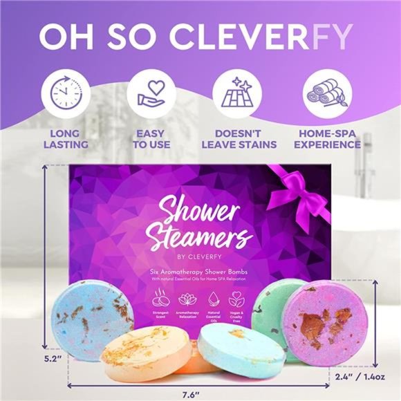 Shower Steamers Aromatherapy - Pack of 6 Shower Bombs with Essential Oils - Picture 2 of 6